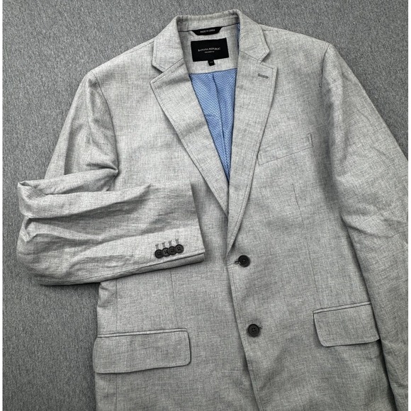Banana Republic Blazer Mens Gray Tailored Fit Unstructured Linen Size 42R - Picture 1 of 16